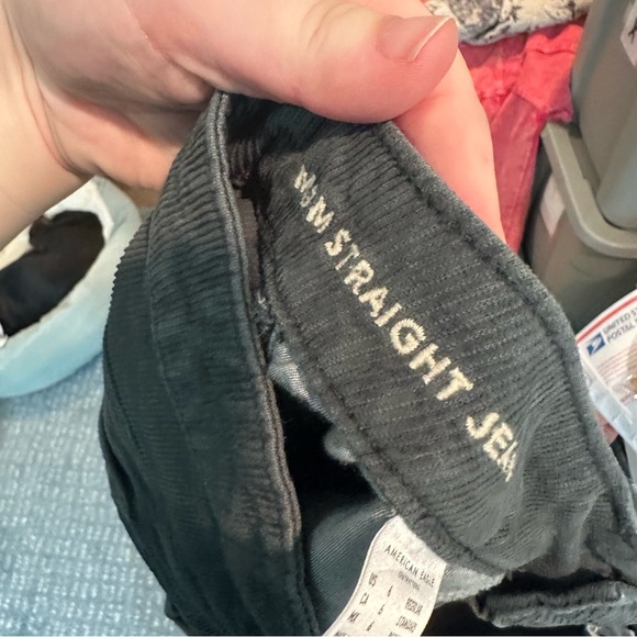 American Eagle Teal Green Corduroy Pants Mom Straight Jean Size 6 Regular - Picture 6 of 7